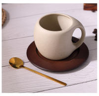 Taza De Café Cerámica Y Taza Retro Para Latte Con Tapete De Madera Y Cucharilla Taza Floral Para Té Y Café Americano - details 12
