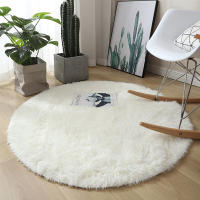Alfombra De Lana Suave Para Sala De Estar Alfombra Redonda De Peluche Falso Pelo Para Habitación De Niños Alfombra Larga De Plush Para Dormitorio Decoración De Hogar Alfombrilla Antideslizante - details 0