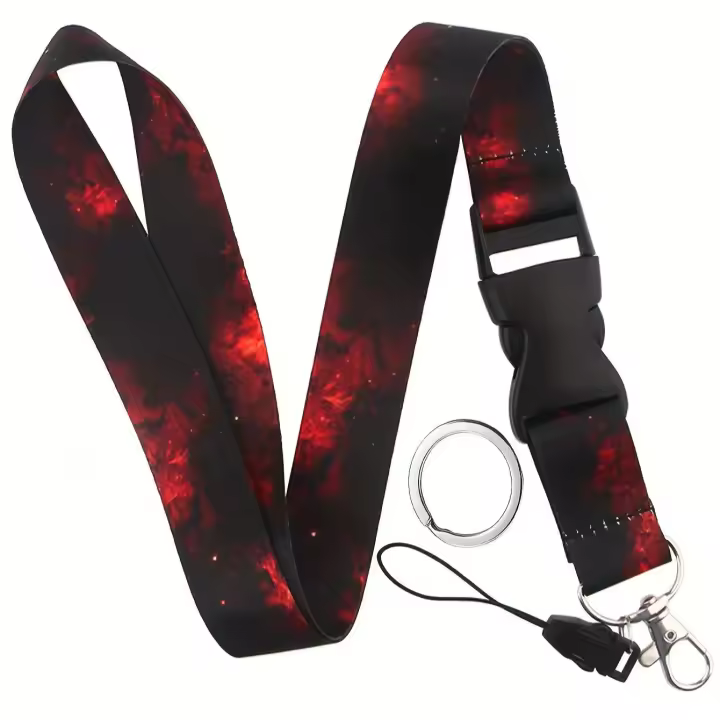 Lanyard De Teléfono Móvil Moda Negro Y Rojo Con Hebilla De Cielo Correa Para El Cuello Llavero Para Portar Tarjetas De Crédito Y Llaveros - 1