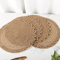 4pcs Maternos De Lino Jute Para Mesa De Comedor Estilo Farmhouse Borde Ondulado Diseño Tejido Antideslizantes Material Natural - details 1