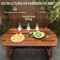 Outsunny Mesa de Jardín de Madera Mesa de Terraza Exterior 120x63x70 cm con Patas en Forma de Rueda Orificio para Sombrilla y Diseño de Listones Carga 50 kg para Patio Madera Carbonizada - details 5