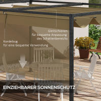 Cenador Independiente 4x3m para Terraza y Jardín | Techo Ajustable en 3 NIVeles con Madera de Arce | Protección Solar UV50 + | Color Café Clásico | Diseño Estable y Autónomo - details 0