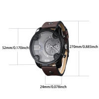 Reloj De Hombre CAGARNY 6819 Clásico Grande Cuero Resistente Al Choque Con Indicador De Fecha Y Agujas Marcadores Arábigos Reloj Casual Para El Día - details 3