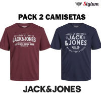 Jack & Jones Hombre Pack 2 Camisetas de Algodón Logo estampado Ajuste Regular Fit  Moda Casual Informal - details 1