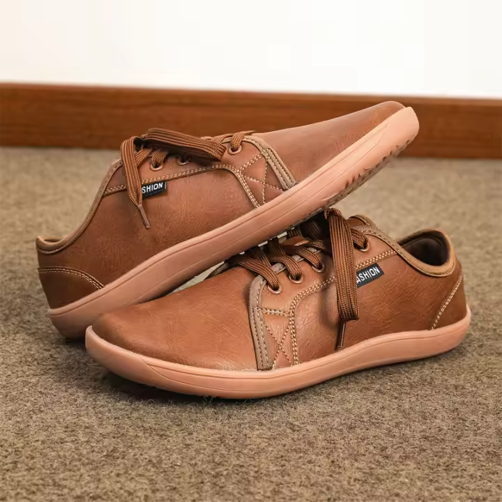 Zapatos Para Hombre Minimalistas De Cuero Split Cómodos Y Transpirables Zapatillas De Caminar Zapatos Casuales Blancos Con Suela De Goma - 1