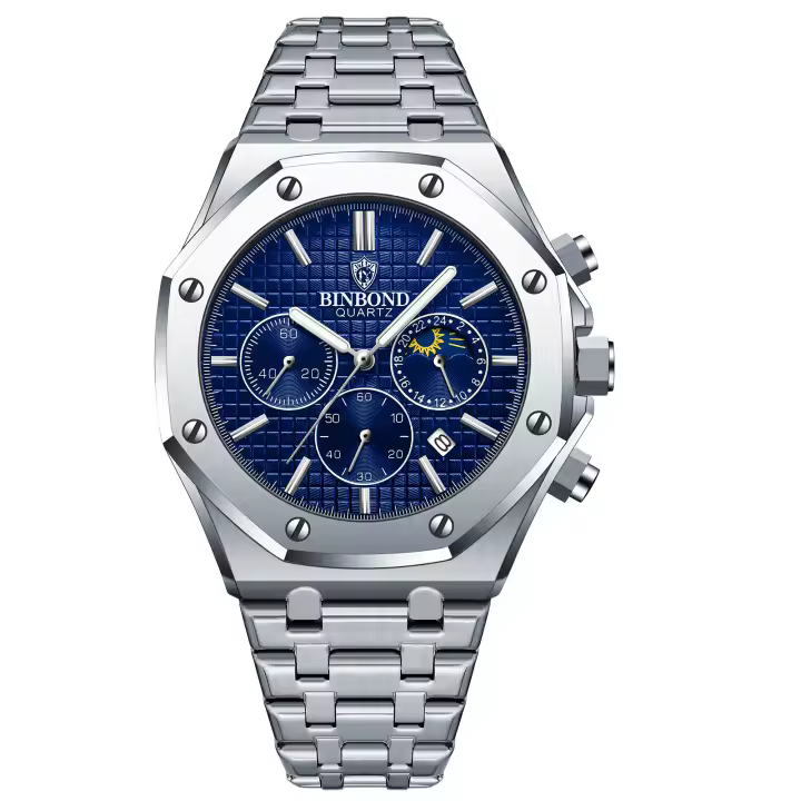 Reloj De Pulsera De Cuarzo Para Hombre BINBONG B0161 Marca De Lujo Acero Inoxidable Resistente Al Agua 30M Cronógrafo Estilo De Negocios - 1
