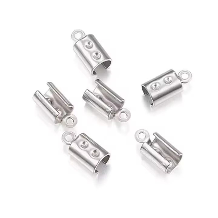 100Pcs Terminales De Cordón De Acero Inoxidable 304 Para Joyería Cierre De Plegado Conector De Tapa De Cuero Suministros De Joyería HK194 - 1