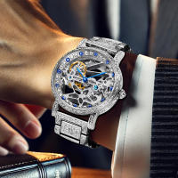 Reloj Mecánico De Lujo Para Hombres Con Correa De Acero Y Estilo Elegante Luz Blanca Grabado En El Eje Completamente Automático Resistente Al Agua - details 2