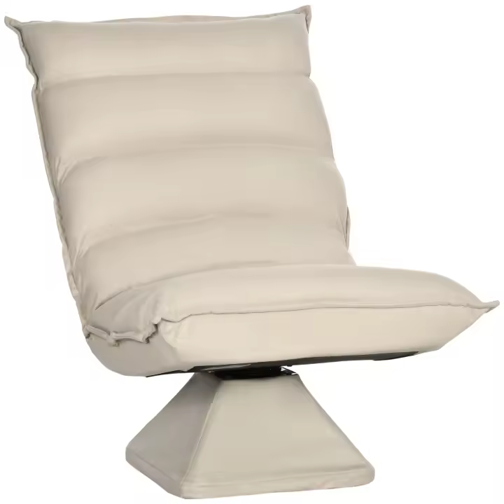 HOMCOM Sofá de Suelo Sillón de Suelo con Respaldo Regulable, Sillón Giratorio de Meditación, Sillón de Relajación para Salón, Oficina, Tela de Microfibra, Beige, 62 x 70 x 95 cm - 1