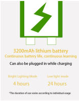 Lámpara De Escritorio LED Recargable Con Alarma Y Termómetro Plegable USB Tamaño Compacto Luz Nocturna Para Mesa - details 5