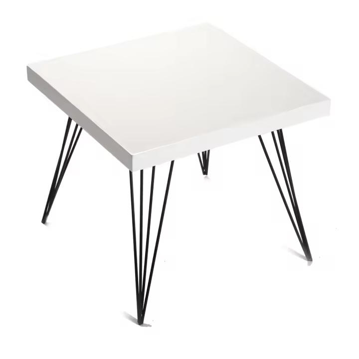Versa Denver Mesa Auxiliar para el Salón, la Habitación o la Cocina. Moderna Mesilla Baja, , Medidas (Al x L x An) 43 x 50 x 50 cm, Madera y Metal, Color Blanco - 1