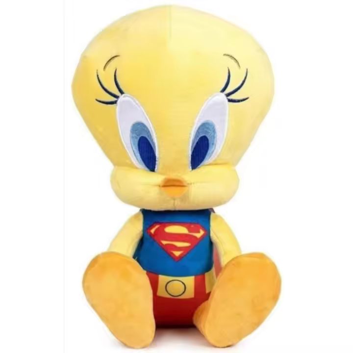 FAMOSA - Looney Tunes - Titti como Mujer Maravilla - Peluche 100 aniversario Warner Bross - Textura Suave - Producto oficial - Regalo ideal para fans y niños de cualquier edad - 1