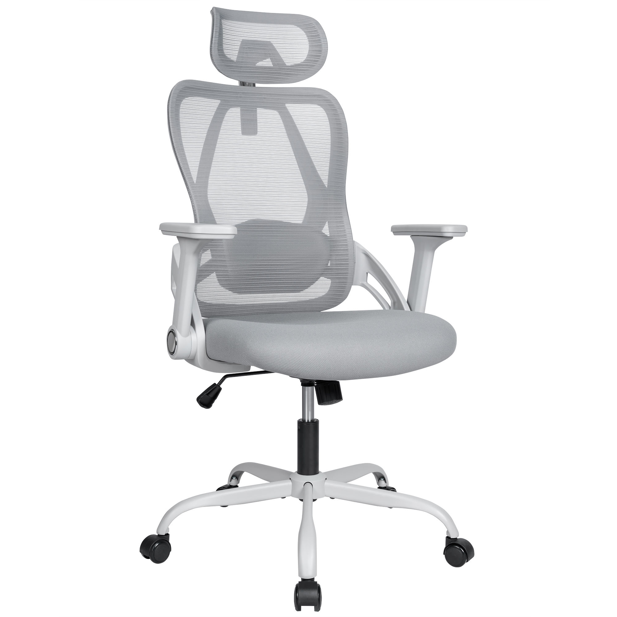 T-LoVendo Silla Ergonómica de Oficina con Respaldo Transpirable y Apoyo Lumbar | Reposacabezas Ajustable, Reposabrazos Regulables, Asiento Acolchado, Ruedas 360°, Ideal para Escritorio, Teletrabajo y Estudio