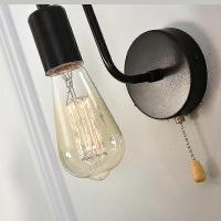 E27 Negro vintage lámpara de pared Luz with interruptor de cable de trazado - details 2