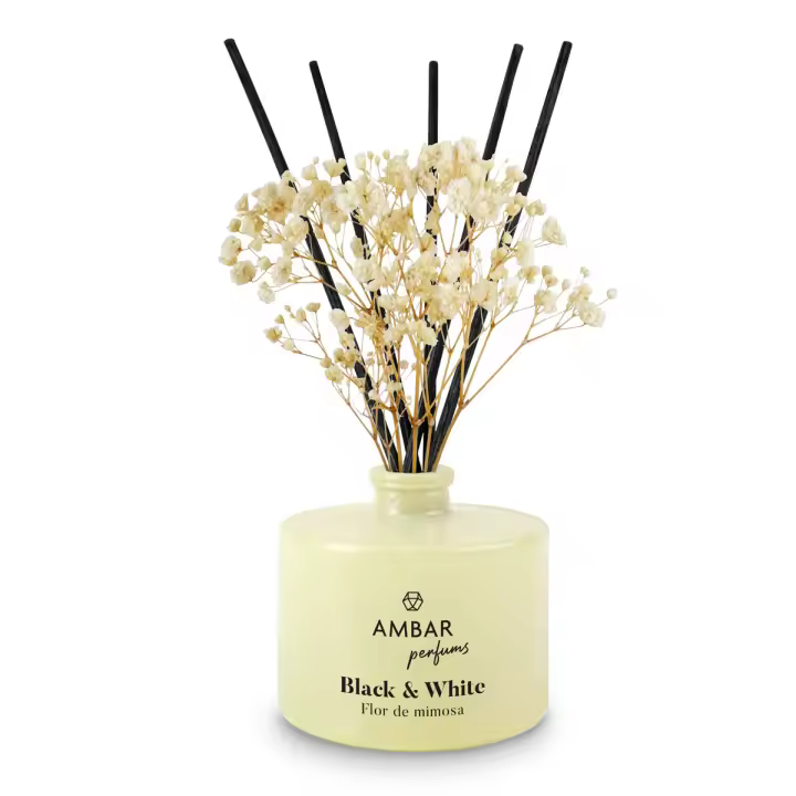 LILI HOME Mikado Colección Black & White Y más combinaciones para elegir. – 40 ml combinan fragancias sofisticadas, fórmulas sin alcohol y un diseño decorativo único con flor incluida. Cada mikado ofrece más de 45 días de frescura continua, - 1