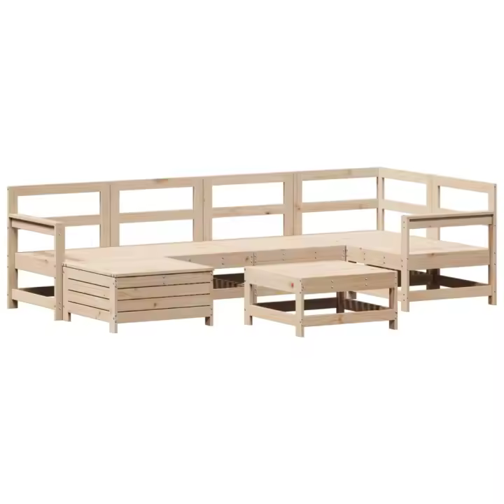 vidaXL Juego de sofás de jardín 7 piezas madera maciza de pino - 1