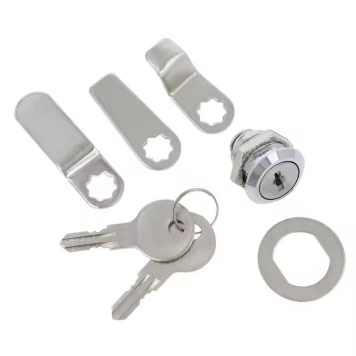 Cerradura de buzón o taquilla con tres lengüetas de diferentes tamaños. Amig. Anchura máxima 7 mm. Incluye dos llaves. - 1