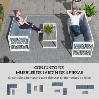 Outsunny Conjunto de Muebles Jardín Exterior de 4 Piezas Sofá Exterior Seccional Forma de L con 2 Sofás de 2 Plazas Sofá de Esquina con Asiento Ajustable y Mesa Centro de DPC con Cojines Beige y Gris - details 3