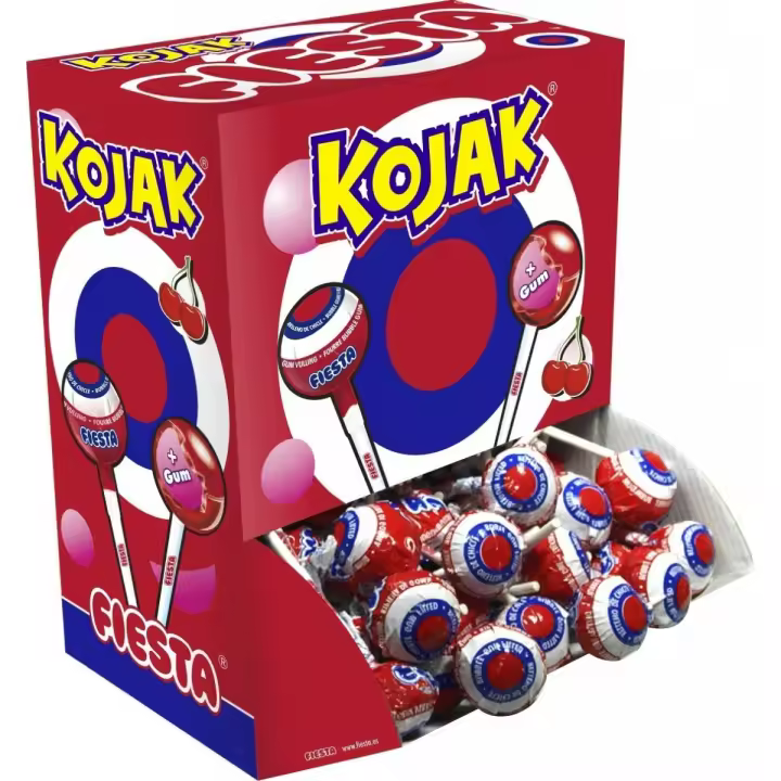 Fiesta CHUPA CHUPS KOJAK CEREZA 100 UNDS con Chicle y Sin Gluten - 1