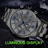 Reloj De Negocios De Lujo Para Hombre Reloj De Pulsera Cuarzo Con Línea De Tiempo Calendario Y Manos Luminosas Material De Correa De Cuero - details 6