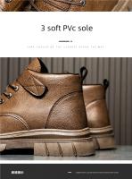 Botas Casuales Para Hombre Verano Otoño Trabajo British Antideslizante Suela Suave Comodidad Exterior Media Altura Cuero Botas Hombre Zapatos - details 8