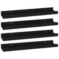 vidaXL Estantes de pared 4 unidades 40x9x3 cm Blanco brillante, Blanco, Negro Mueble Almacenaje Estantería para Oficina, Estudio, Dormitorio Estantería/Librería/ mueble de Almacenamiento - details 2