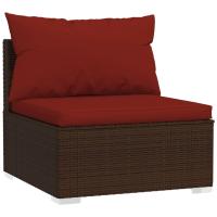vidaXL Sofá central de jardín con cojines ratán sintético Negro y crema, Marrón y crema, Gris y antracita Conjunto Terraza Muebles Jardín Exterior Juego de Muebles de jardín Mueble Jardín Exterior Muebles de Salon Exterior - details 7