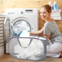 Cesta De Ropa Durable Y Plegable Con Malla Y Bolsillo Lateral Hamper De Almacenamiento De Ropa Con Reinforced Pop up - details 5