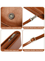 Bolso Bandolera De Cuero PU Con Cierre De Cremallera Y Hebilla Para Mujer Gran Capacidad Con Ranura Para Tarjetas De Crédito Y RFID Protegido - details 16