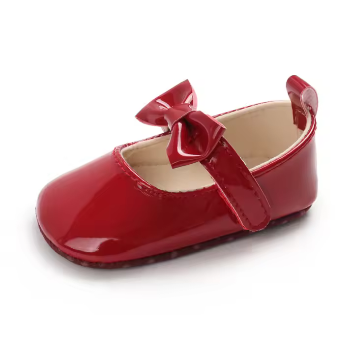 Zapatos De Princesa Para Bebés KIDSUN Antideslizantes Con Lazo Clásico Primera Caminata Para Niñas Cuna Zapato Talla True Fit Para 0-24 Meses Material Superior PU Cordón De Seguridad Cierre De Correa - 1