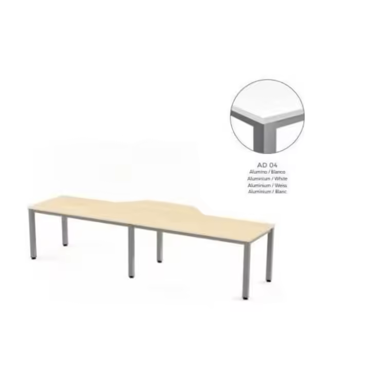 MESA EN FORMA DE L EXECUTIVE DE ROCADA 360x120x80 COLOR ALUMINIO/BLANCO - 1