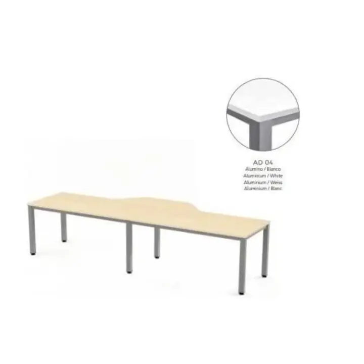 MESA EN FORMA DE L EXECUTIVE DE ROCADA 360x120x80 COLOR ALUMINIO/BLANCO - 1