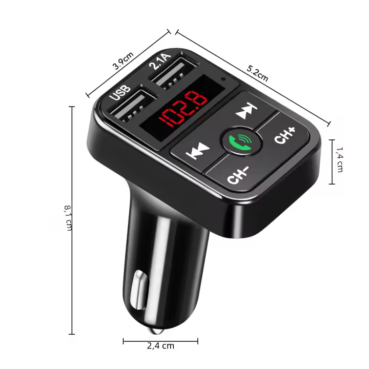 Kit De Teléfono Móvil Para Coche Podofo Bluetooth FM Transmisor Con Pantalla LCD Reproductor MP3 Tarjeta TF Cargador Dual USB 2.1A - 1