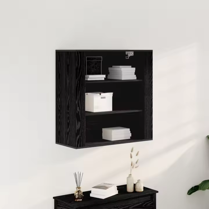 Armario de Pared vidaXL Negro Roble 80x33x80 cm Madera Elaborada - 1