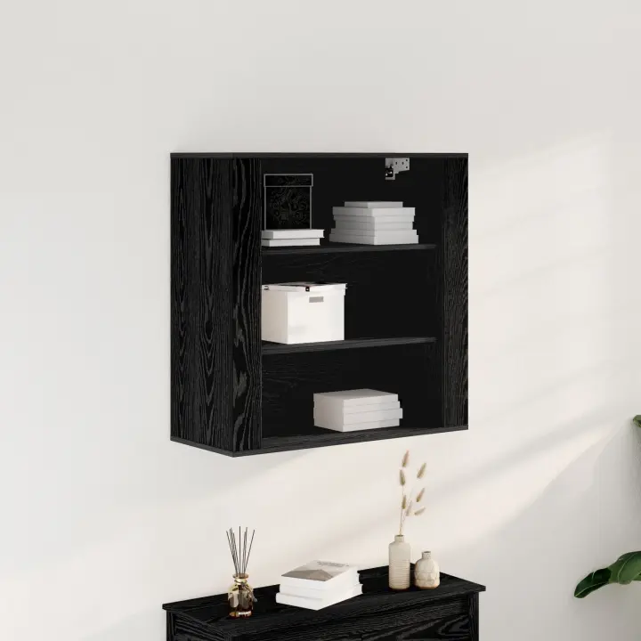 Armario de Pared vidaXL Negro Roble 80x33x80 cm Madera Elaborada - 1