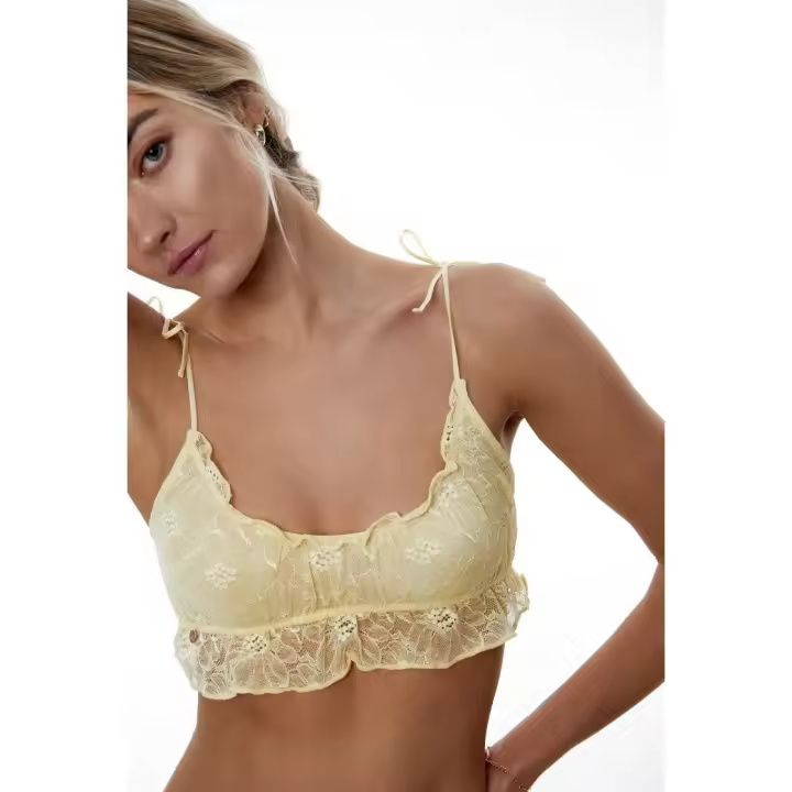 Black Limba - Sujetador Bralette Crop top de encaje y tirantes con lazadas Louis - 1