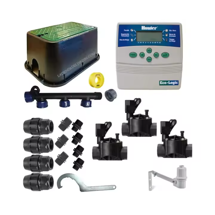 HUNTER Kit profesional riego automático Hunter de 3 zonas 24v para tuberia 25mm - 1