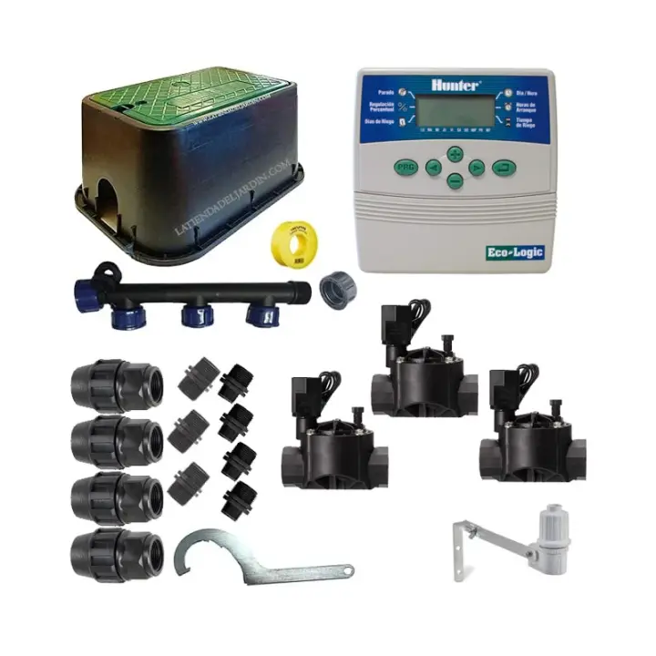 HUNTER Kit profesional riego automático Hunter de 3 zonas 24v para tuberia 25mm - 1