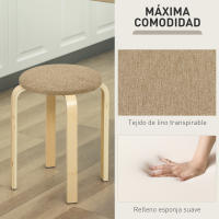 HOMCOM Juego de 4 Taburetes Apilables Redondos Taburetes Bajo de Cocina con Asiento Acolchado para Comedor Dormitorio Oficina Salón - details 1