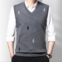Suéter De Casual Para Hombre Chaqueta Sin Mangas Gruesa Para Otoño E Invierno Suéter De Lana Técnica Estilo Inteligente Con Patrón Geométrico - details 3