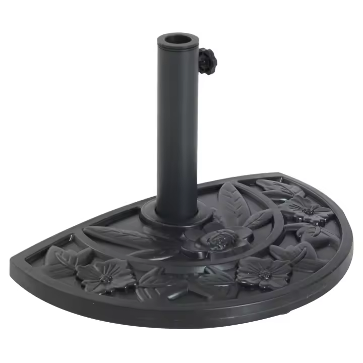 Outsunny Base para Sombrilla Semicircular Peso 9 kg Soporte Parasol de Jardín Apto para Mástil de 35mm/38mm/48mm Relleno de Cemento para Terraza Patio 50x32x32 cm Negro - 1