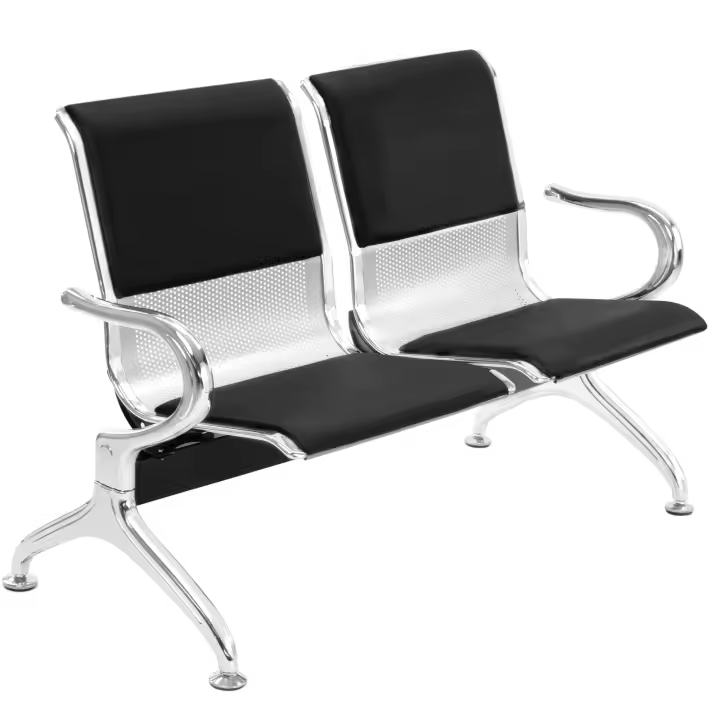 Bancada para sala de espera con sillas ergonómicas acolchadas de 2 plazas - PrimeMatik - 1