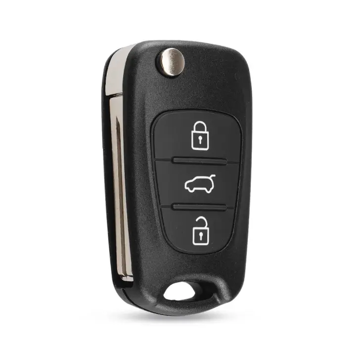 Carcasa Mando Llave Coche 3 Botones Compatible Con Hyundai Negro - 1