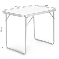 STARLEY-Mesa de Camping Plegable,Mesa plegable en Madera MDF y Acero para acampar,Picnic, jardín,playa,Largo 70 cm x Ancho 50 cm,Blanco,Negro - details 3