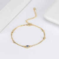 Pulsera De Cadena Clásica KISS MANDY Con Ojos Malos Y Doble Capa En Plata 925 Y Oro 14K Para Mujer Joyería De Fiesta - details 2
