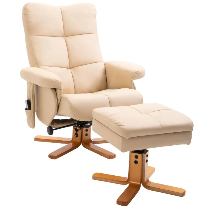 HOMCOM Sillón de masaje reclinable con almacenamiento de reposapiés Función reclinable Sillón reclinable TV con función de masaje Sillón reclinable TV 145° Tilt Poliéster 80 x 86 x 99 cm - 1