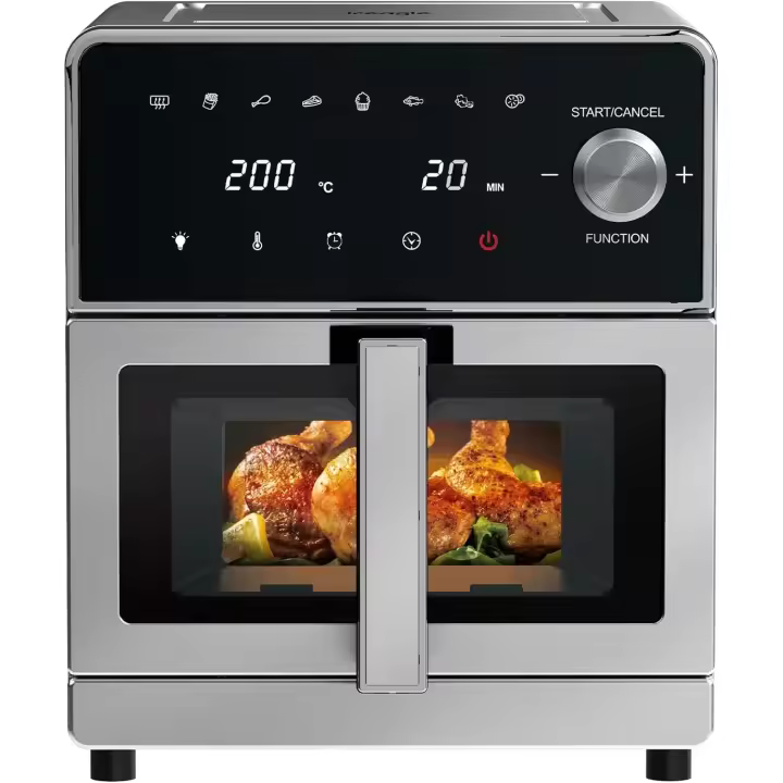 SWISSLINE - SWISS LINE - FREIDORA SIN ACERITE - Freidora de Aire XXL 10 L – 2100W Air Fryer con Doble Resistencia Arriba y abajo | Freidora sin Aceite con Ventana, 8 en 1,Diseño metálico de 360°, Pantalla Táctil, Recetas para Freír Fácilmente - 1
