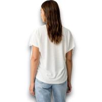 Camiseta Pepita Blanca Tiffosi Mujer | Cuello V Lazada Manga Corta | Básica Viscosa Poliéster - details 2