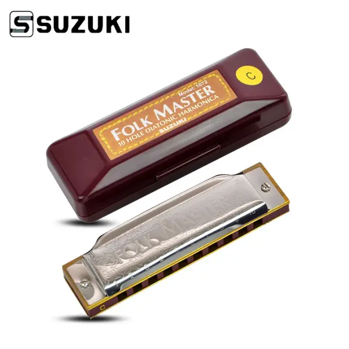 Harmonica Diatónica Suzuki 1072 Nueva Plata FolkMaster Gaita Estándar 10 Agujeros Para Principiantes Harpa Blues - 1