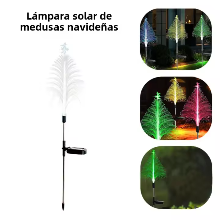 Luz De Árbol De Navidad Solar Impermeable Y Colorida Con Fibra Óptica Luz De Invierno Autónoma Con Enchufe Al Suelo - 1